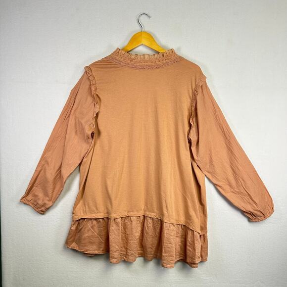 Cotton Cardigan Woman's 1X Chiffon Smocking Top Rose Cottagecore - Picture 9 of 15